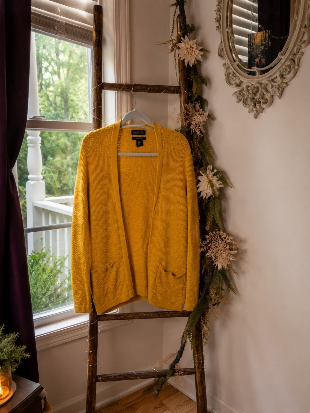 Women's  Golden Yellow Knit Cotton Cardigan Cozy